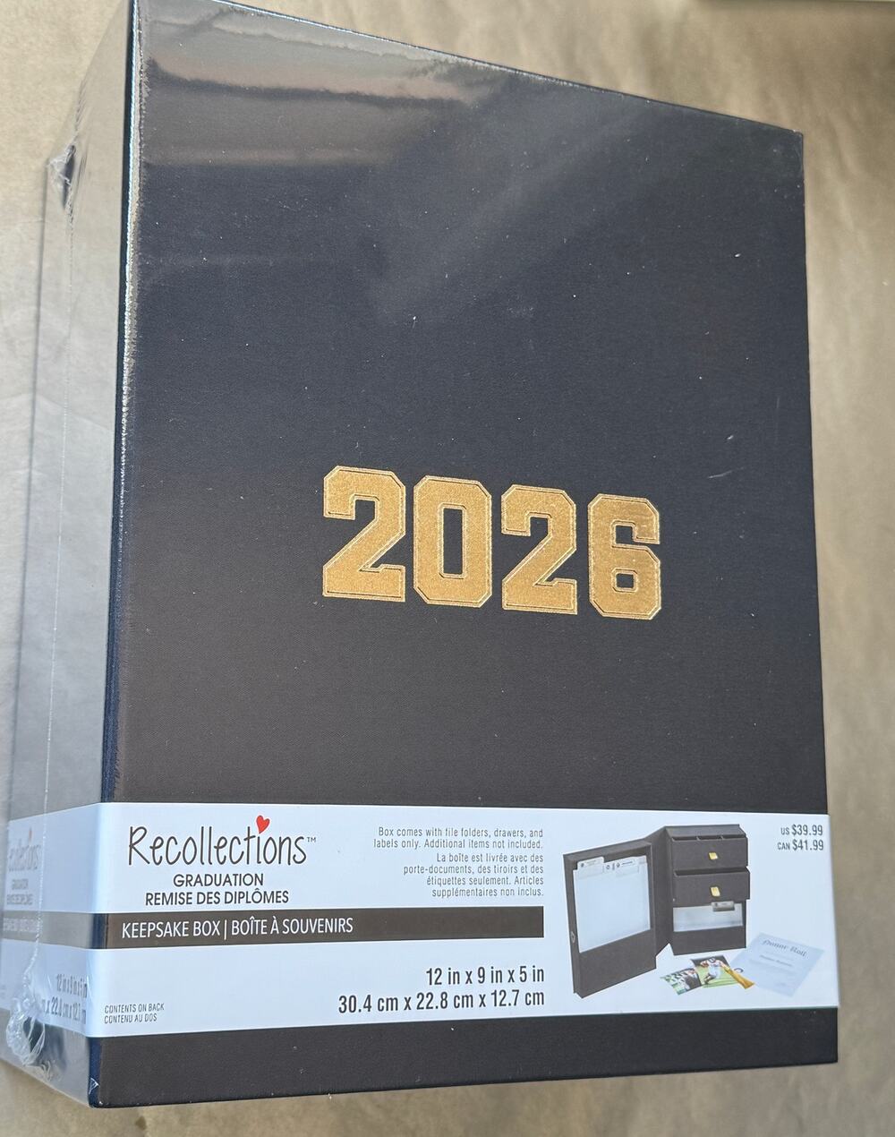 Recollections 2026 Graduation Keepsake Memory Box Organizer NEW Sealed Gift